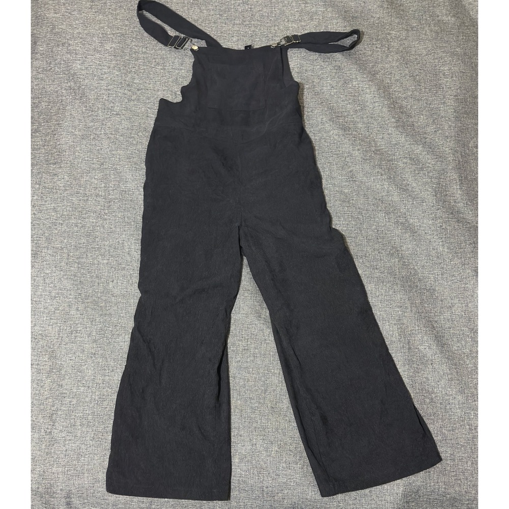SHEIN Womens 2XL Overalls Black Wide Leg Textured Jumpsuit